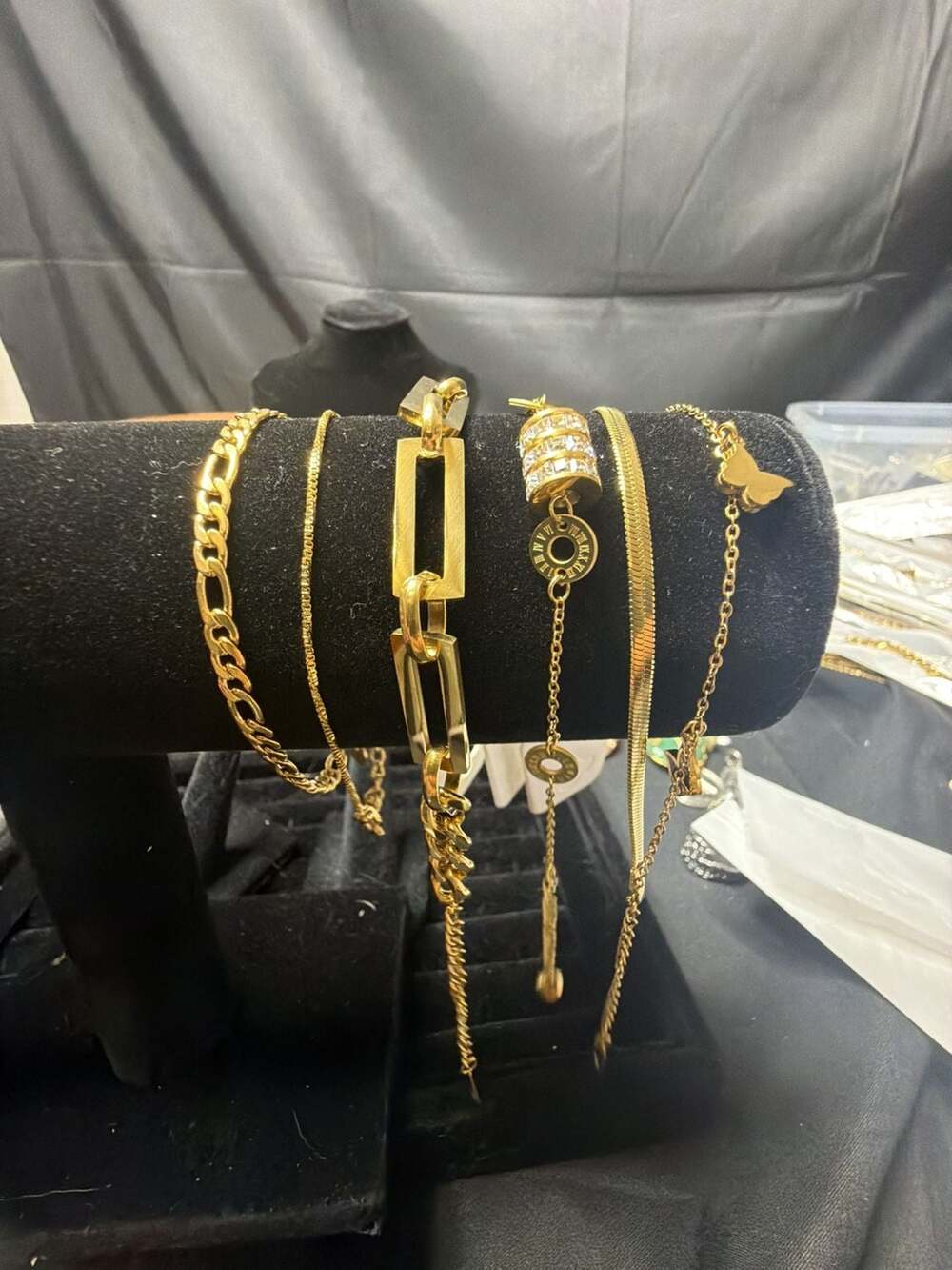 Gold Plated Stainless Steel Layered Chain Bracelet Set